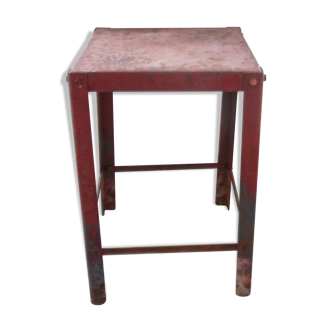 Red metal workshop stool