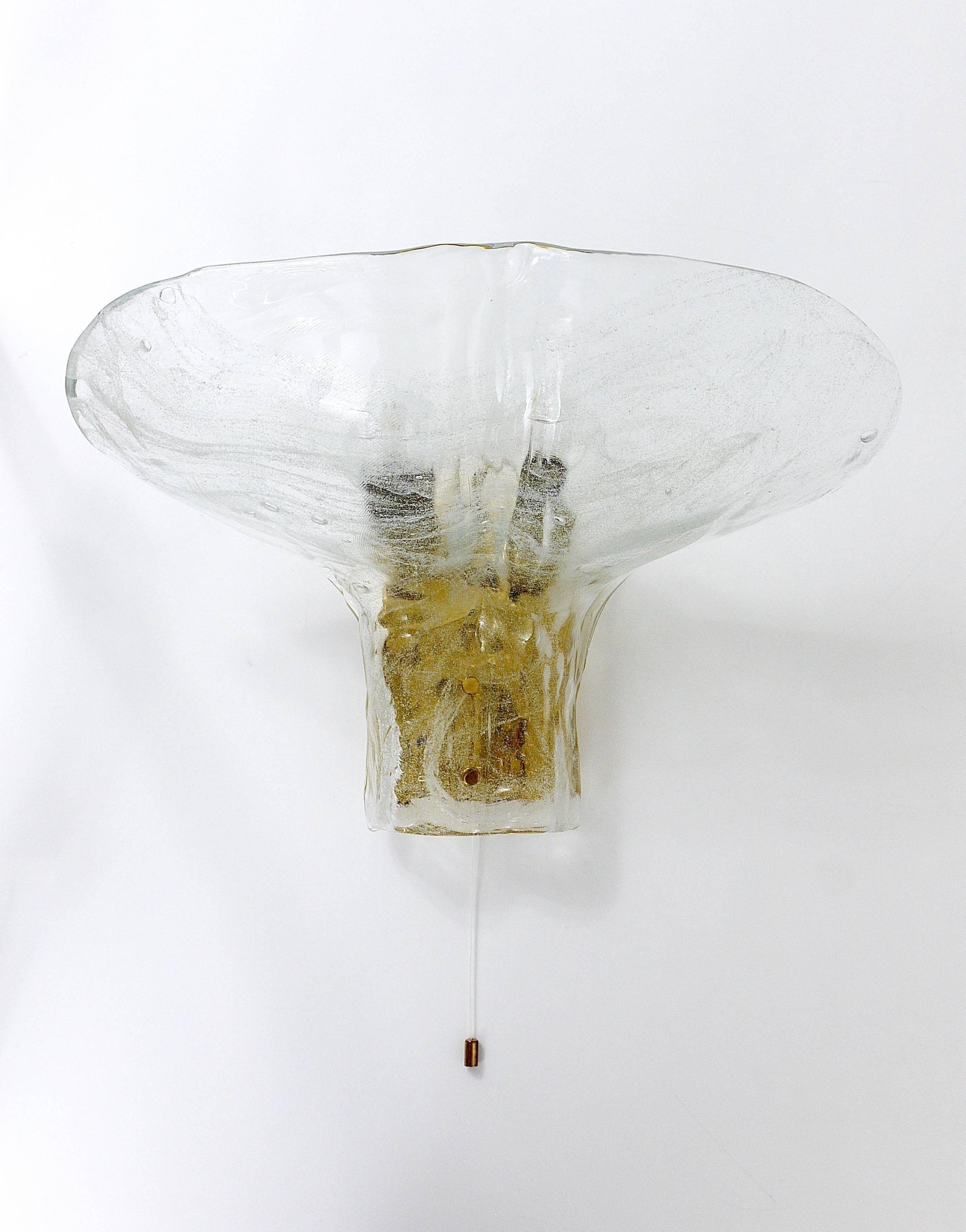 J.T. Kalmar enormous petal wall light in brass and blown glass, mid-century, Austria, 1970s