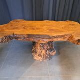 Coffee table signed in elm burl
