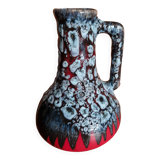 Petit vase vintage flammé rouge et gris