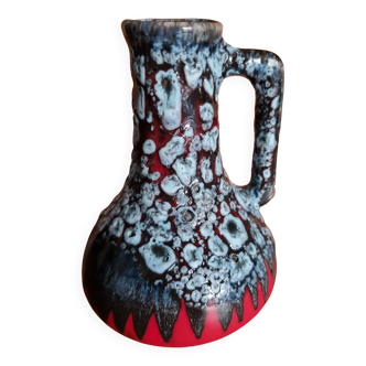 Small vintage red and gray flamed vase