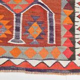 Red Orange Tribal Vintage Runner Rug, 101x297Cm