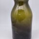Old olive green blown glass mushroom jar, decorative object.