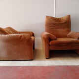 Pair of Maralunga armchairs by Vico Magistretti
