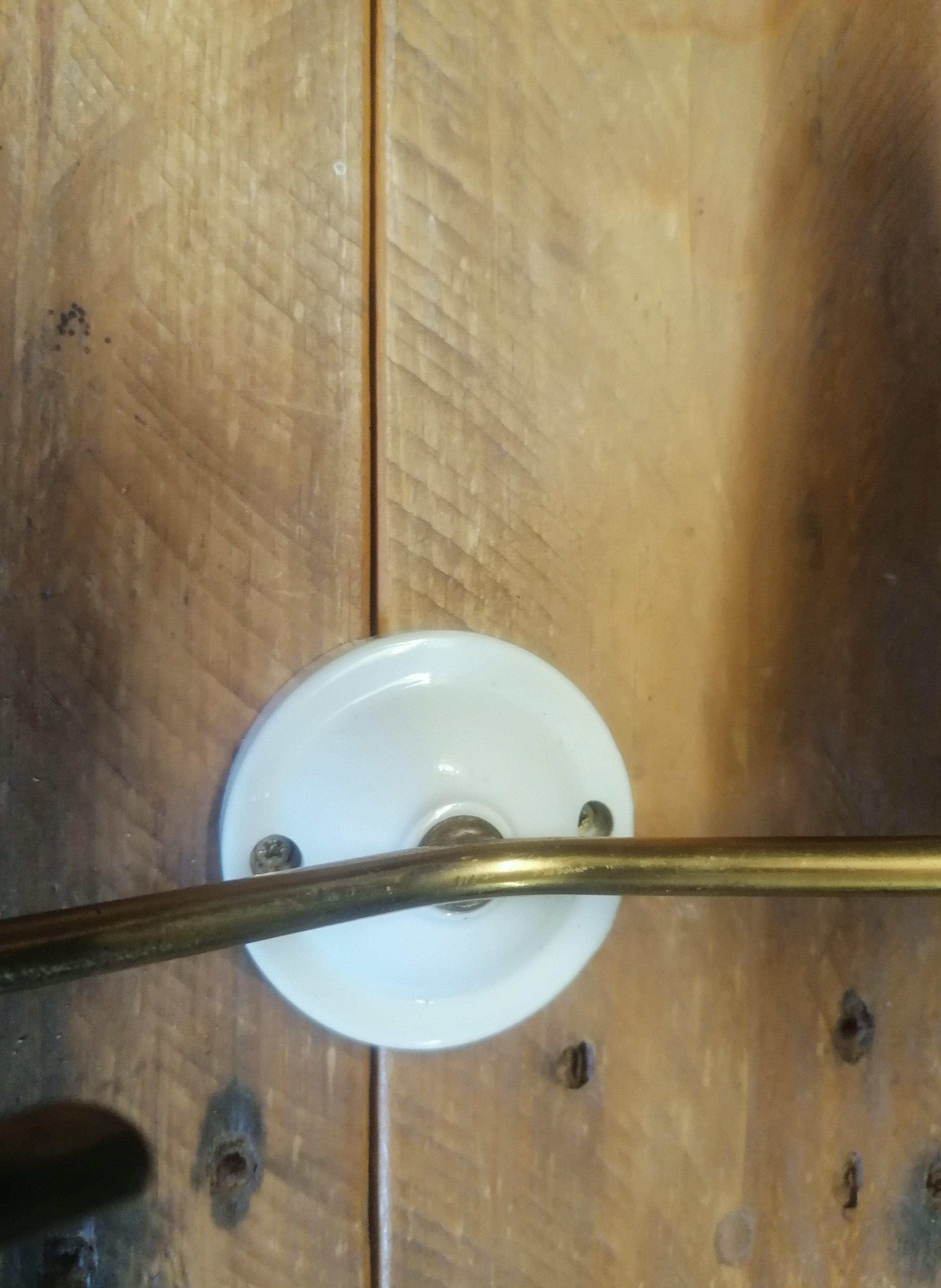 Double wall sconce in brass, porcelain and speckled glass 1950