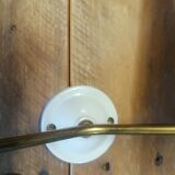 Double wall sconce in brass, porcelain and speckled glass 1950