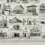 Old engraving 1898, Old dwelling 2, architecture • Original and vintage lithograph