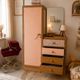 Asymmetrical floral wardrobe, natural oak & powder pink