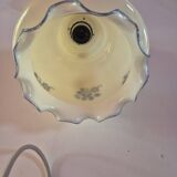 luminaire suspension vintage ceramique blanche fleurs bleue