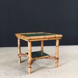Mediterranean Bamboo Side Table in the style of Audoux Minet, France, 1950s