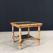 Mediterranean Bamboo Side Table in the style of Audoux Minet, France, 1950s