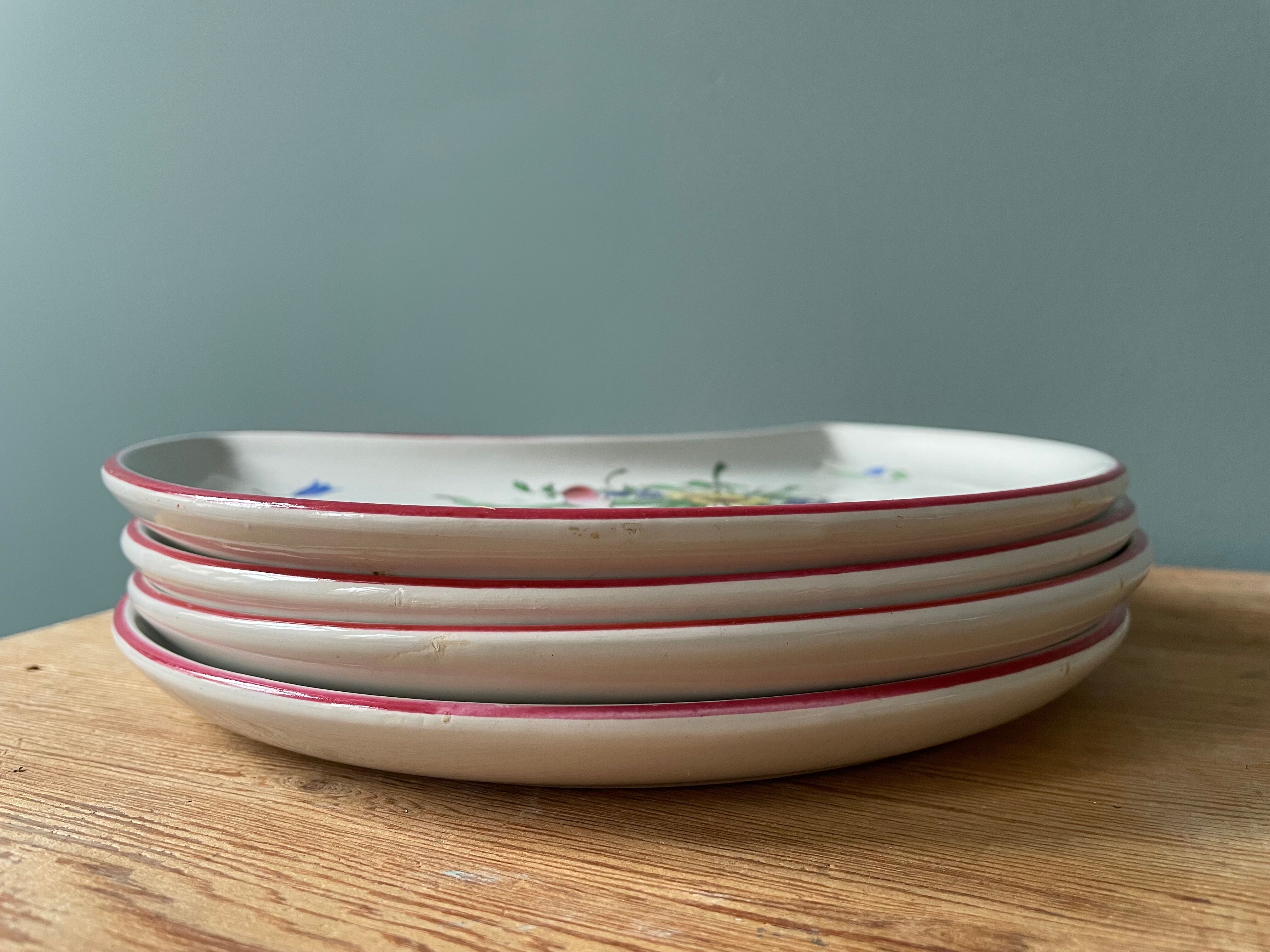 4 vintage half-moon cups in Lunéville earthenware