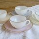 4 vintage Arcopal Arlequin coffee cups - 1960s - Pastel and gold trim