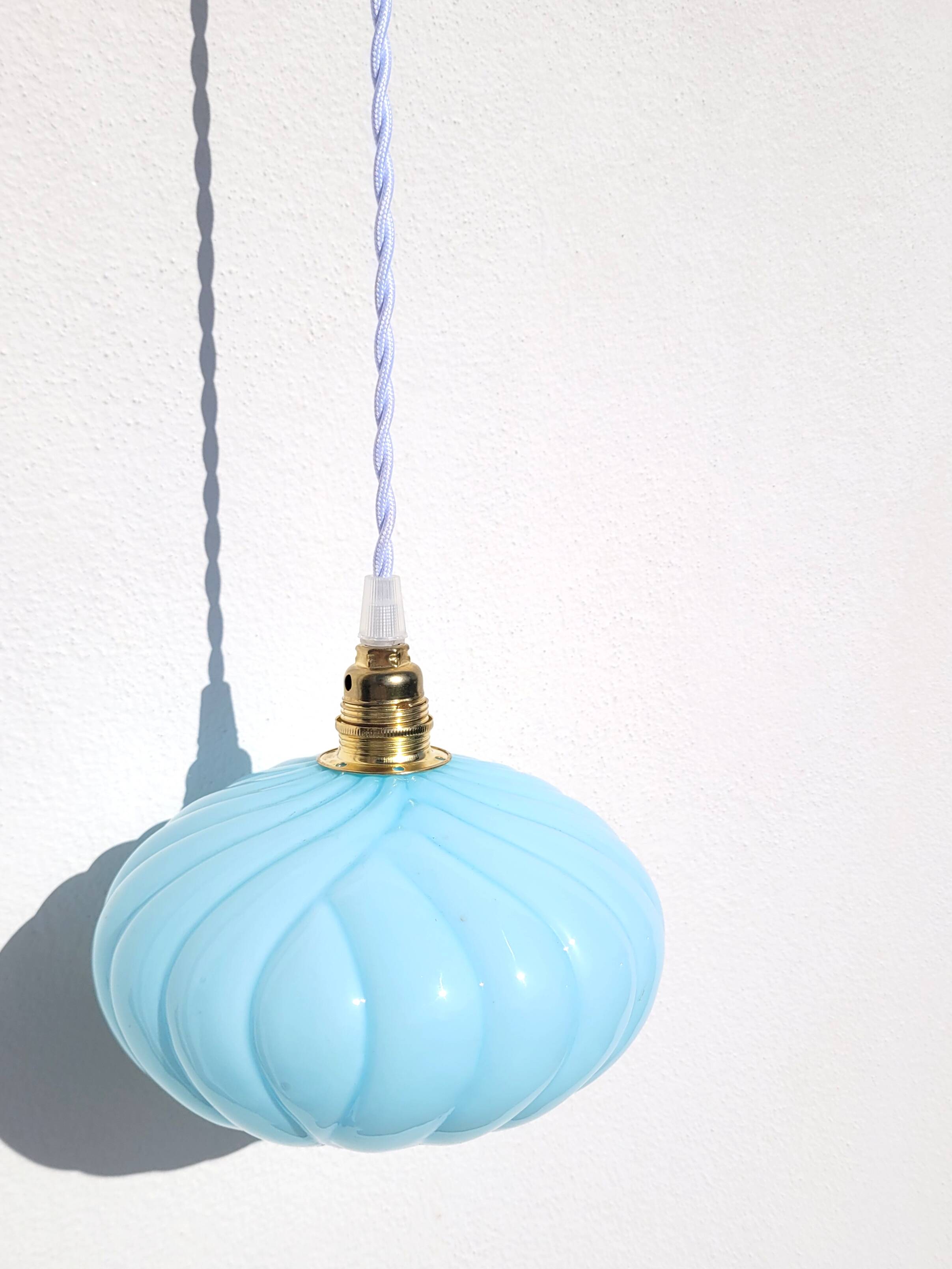Vintage blue opaline portable lamp