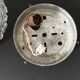 Round ceiling or wall lamp in worked glass. Gray metal support