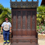 Neo-Gothic Walnut Castle Chest Bench
