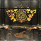 Napoleon III work table in blackened burgundy wood with gilded highlights.