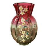 Antique Legras Rubina vase – Floral enamelled glass – Art Nouveau