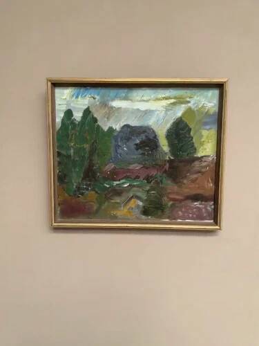 Mid-Century Oil on Canvas "Landscape" by Gunnar G, Vintage & Framed 49x41cm