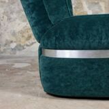 Pair of Beka armchairs in green velvet