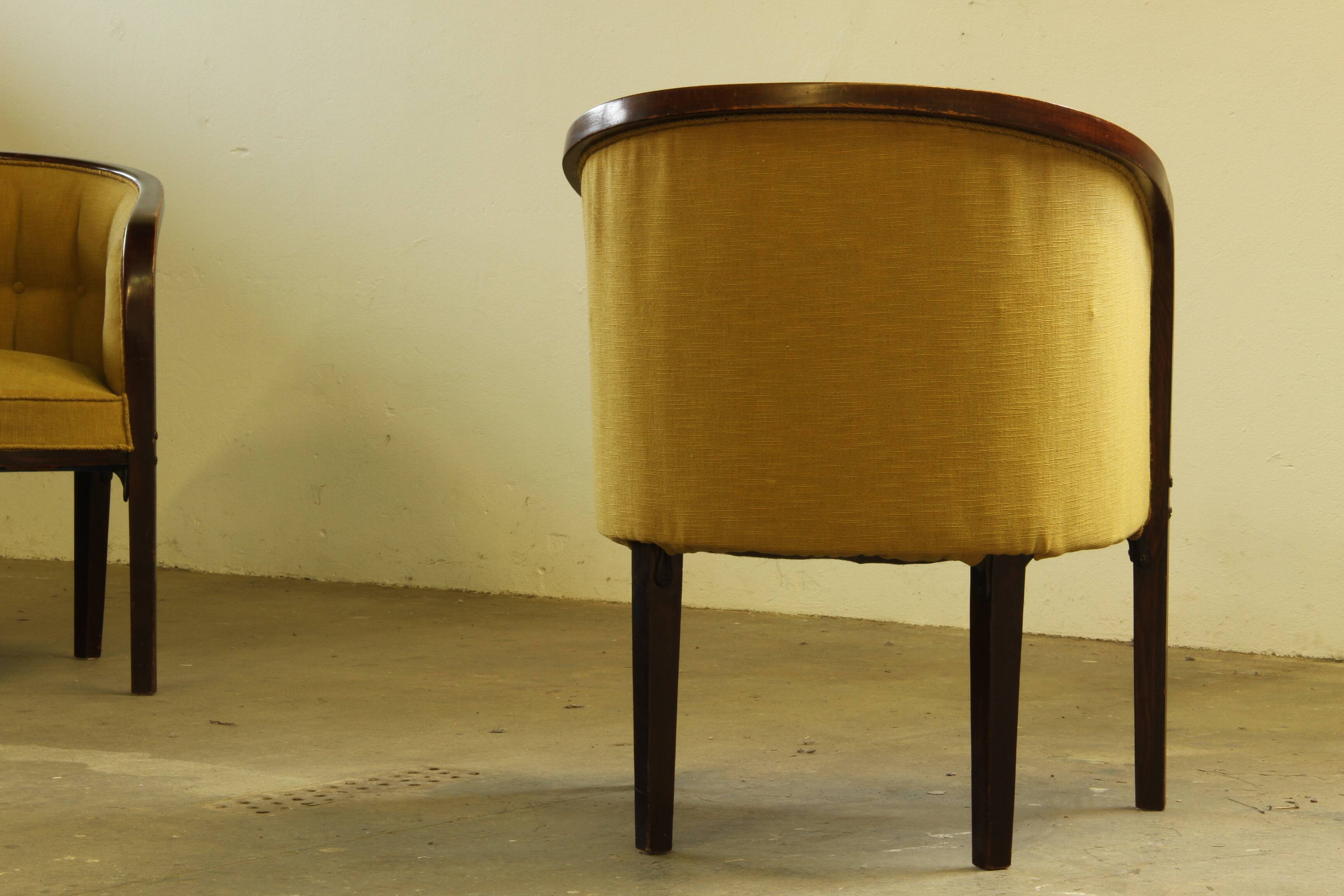 Vintage 1910s Josef Hoffmann Easy Lounge Chairs, Style of Gatsby