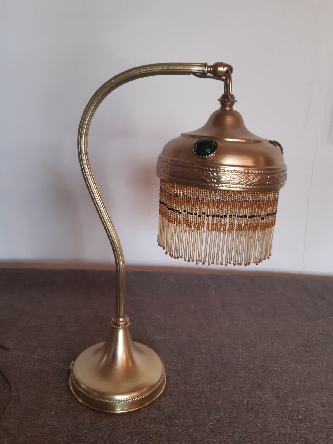 Brass beaded lamp from the 1900s