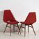 Chaises en bois et tissu rouge bordeaux, vers 1950