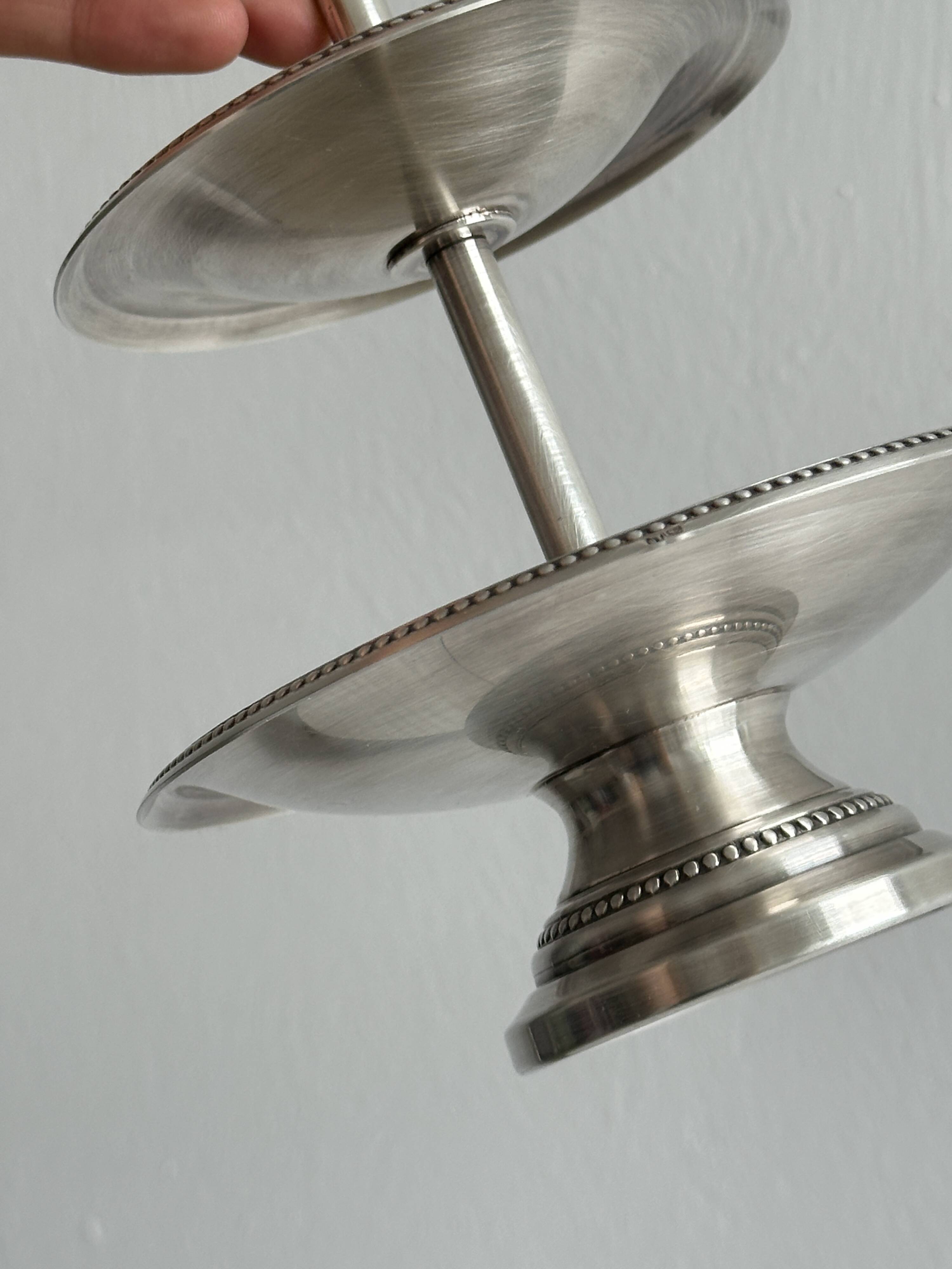 Silver-plated metal tiered dish