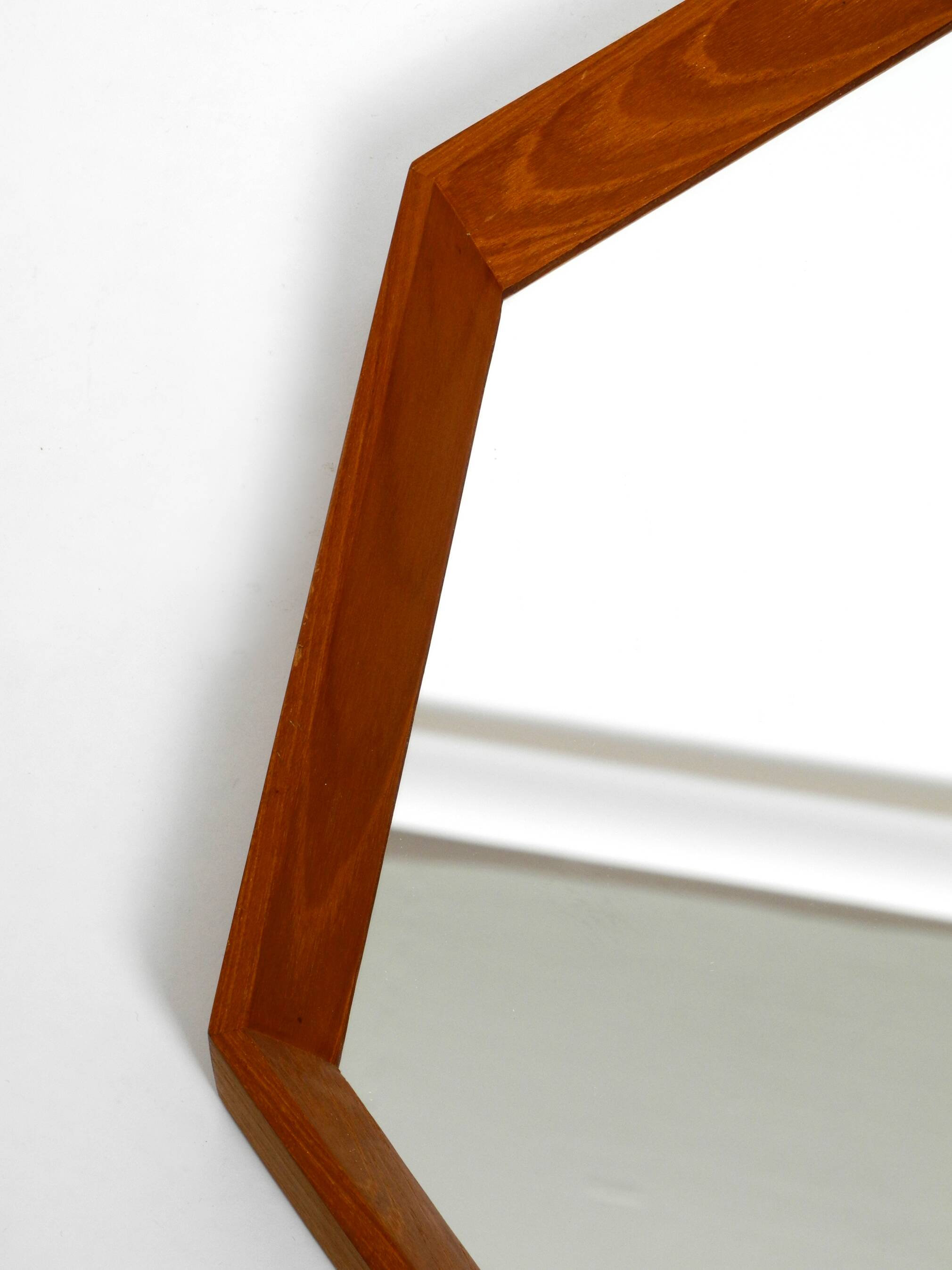 Very nice 1960s octagonal teak wall mirror | 45cm