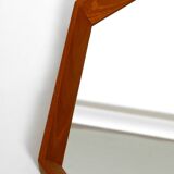 Very nice 1960s octagonal teak wall mirror | 45cm