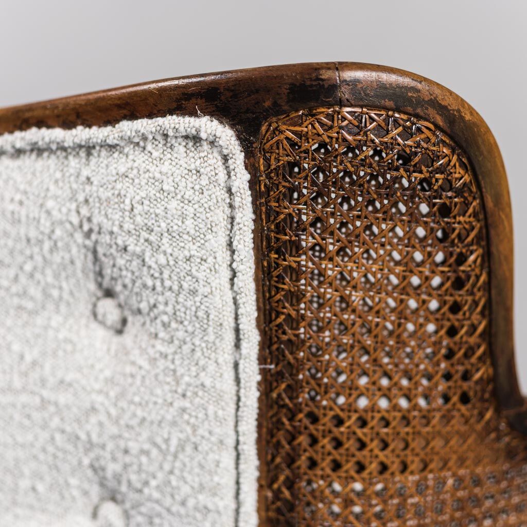 Pair of vienna bouclé straw armchairs vintage 30s