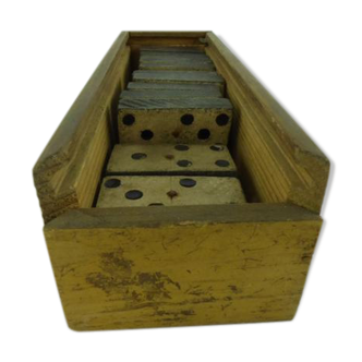 vintage domino game 50 - complete 28 pieces ebony