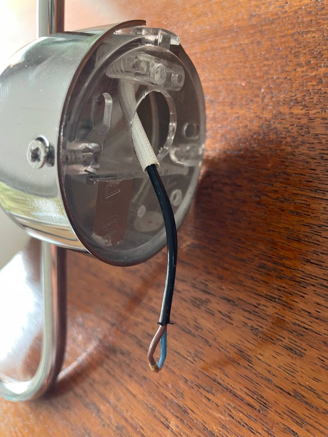 Chrome metal wall light and opaline ball