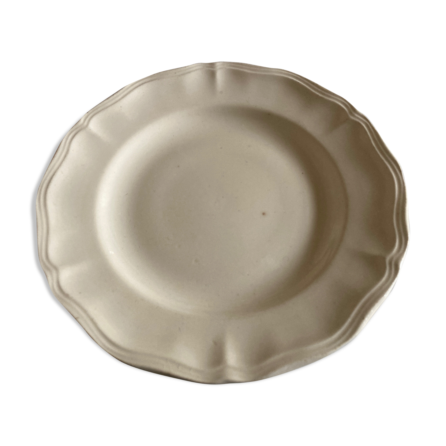 Sarreguemines ivory ivory pastry plate with godrons