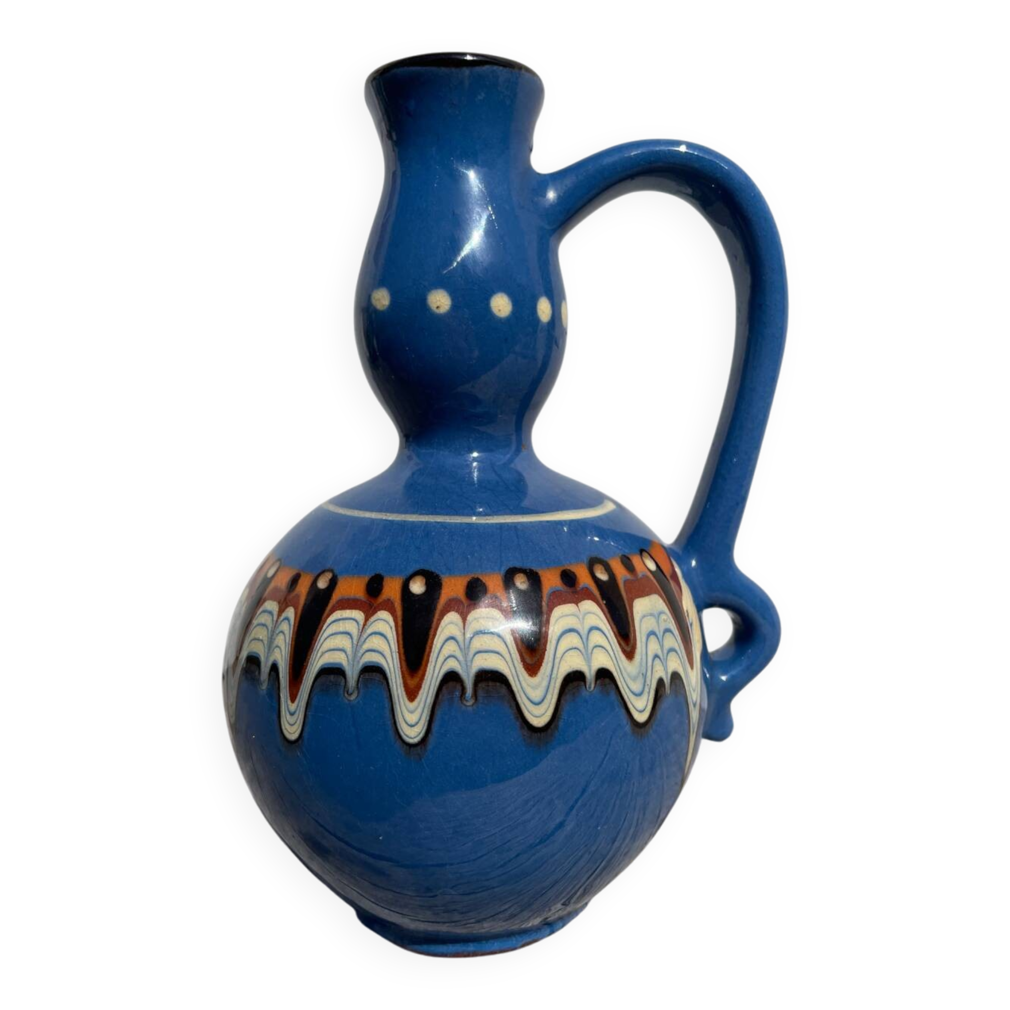 Small ethnic blue ceramic jar / vase