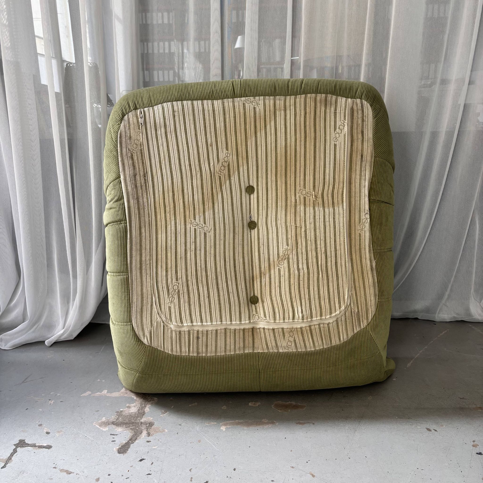 Togo velvet green armchair by Michel Ducaroy