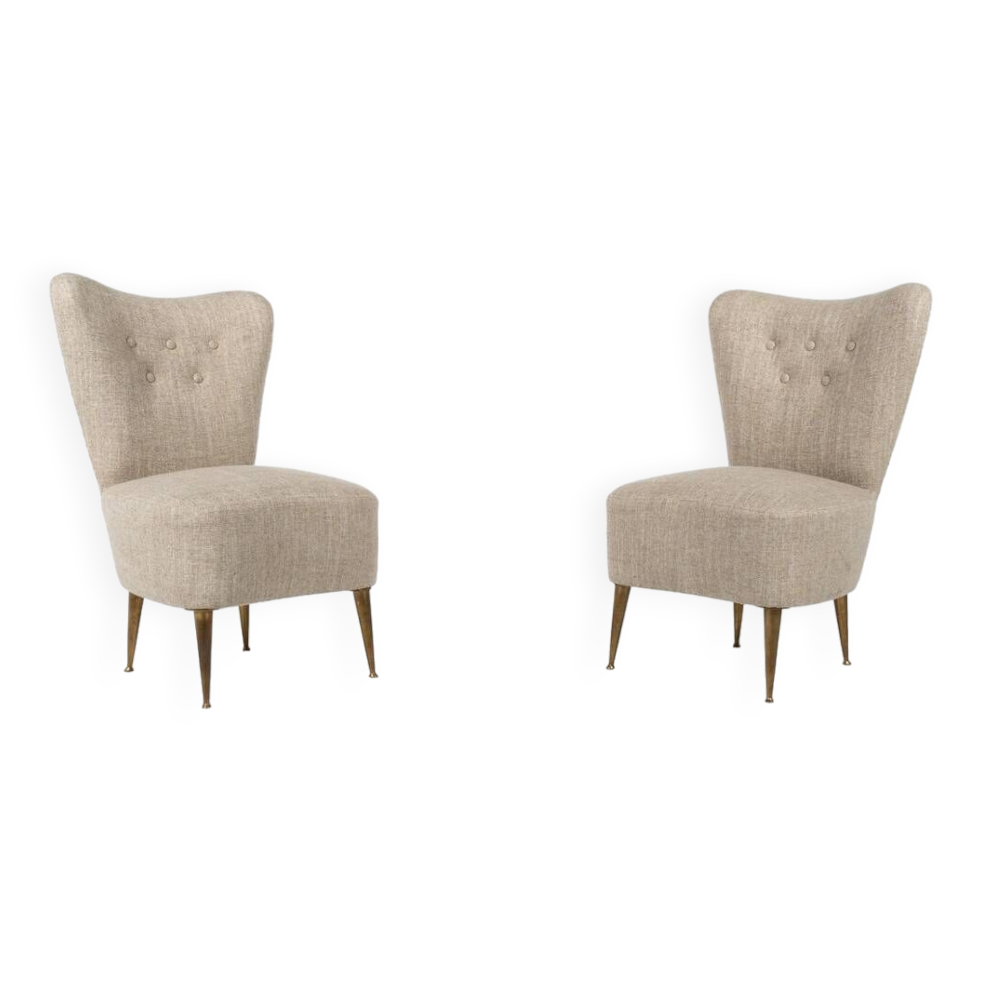 Mid-Century Modern Pair of Beige Italian Chairs, 1950s