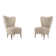 Mid-Century Modern Pair of Beige Italian Chairs, 1950s