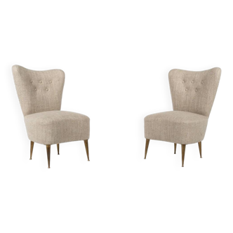 Mid-Century Modern Pair of Beige Italian Chairs, 1950s