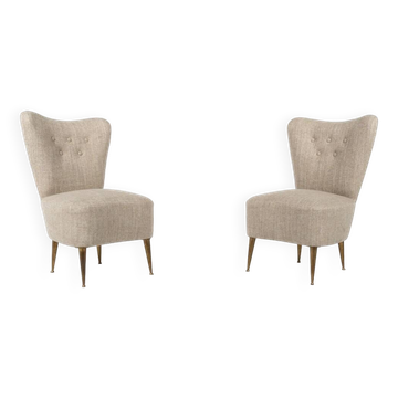 Mid-Century Modern Pair of Beige Italian Chairs, 1950s