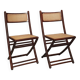 Chaises pliantes en bois et cannage, 80's