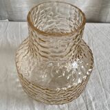 Vintage Scandinavian vase from the 1960s, textured tinted glass