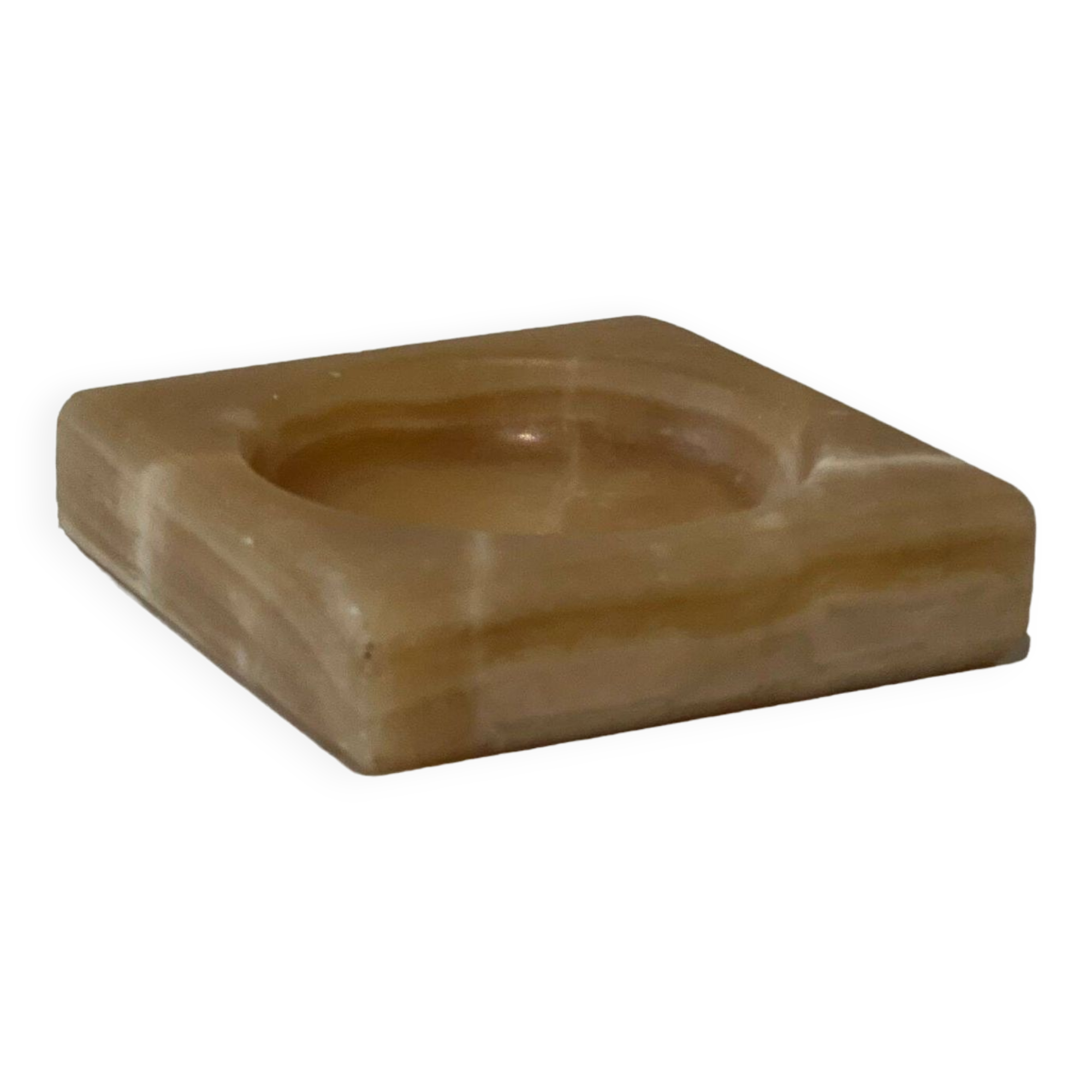 Square ashtray / vintage alabaster pocket