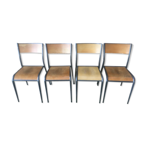 4 chaises scolaires vintage, - compas