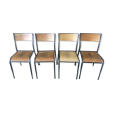 4 vintage school chairs, compass legs