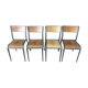 4 vintage school chairs, compass legs