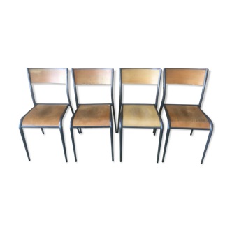 4 vintage school chairs, compass legs