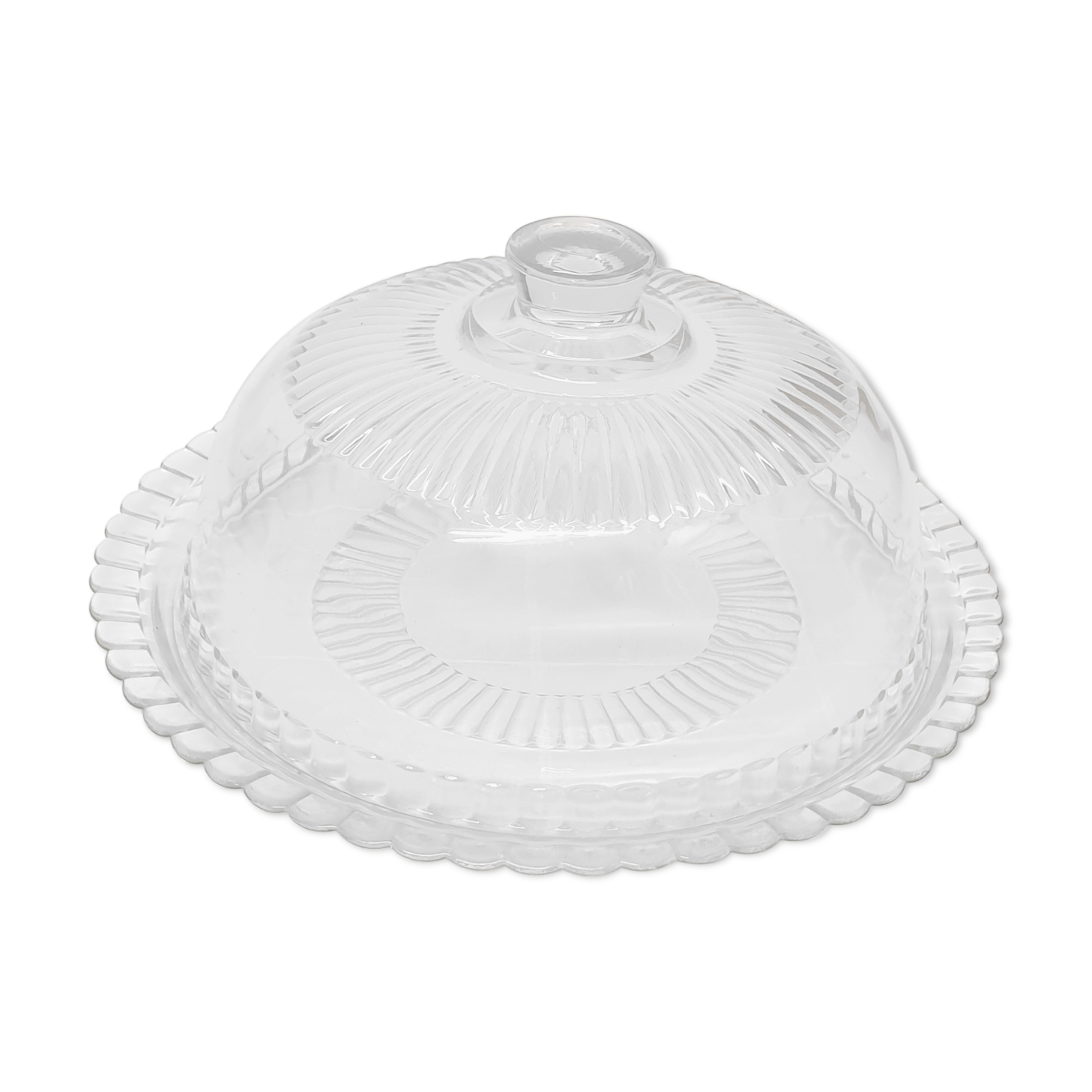 Old cheese or glass cake bell with its tray