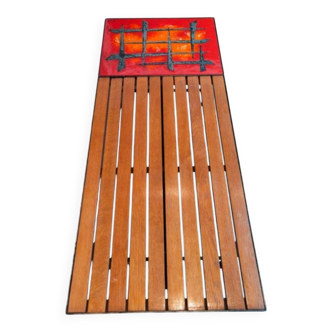 Vintage wooden and ceramic coffee table