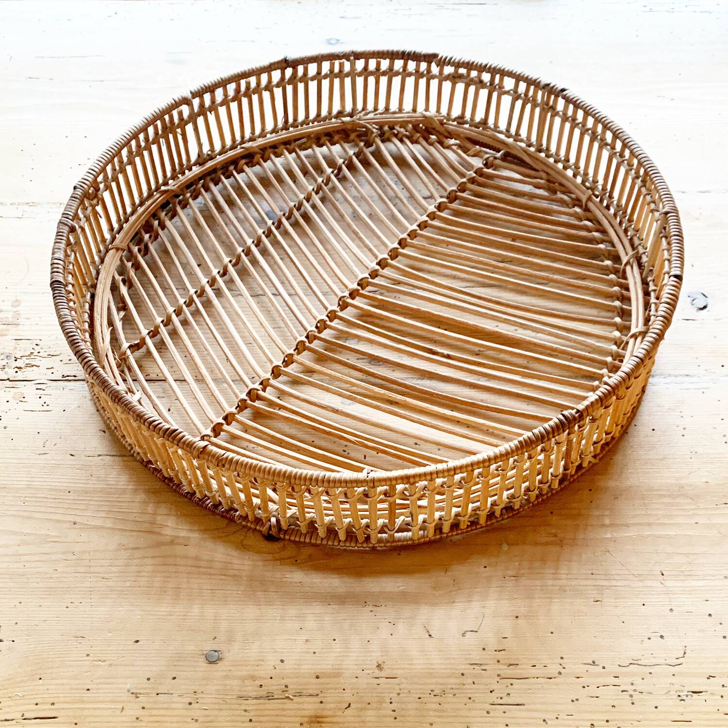 Vintage wicker and rattan tray